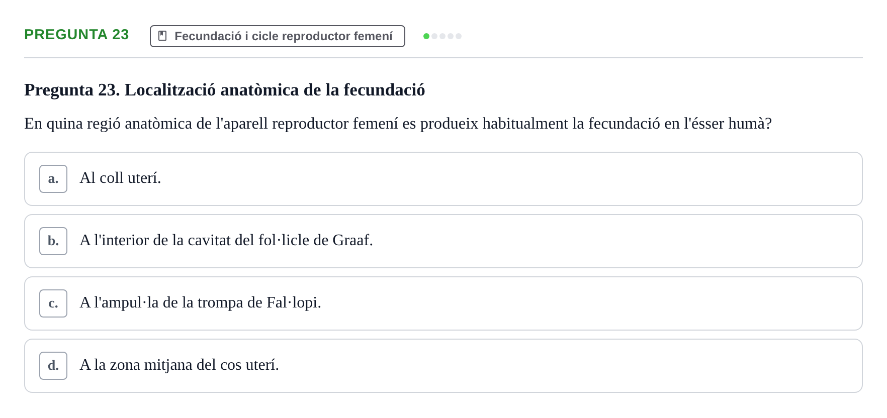 Enunciado: Pregunta 23 · Bilogía Celular y del Desarrollo UB 2019