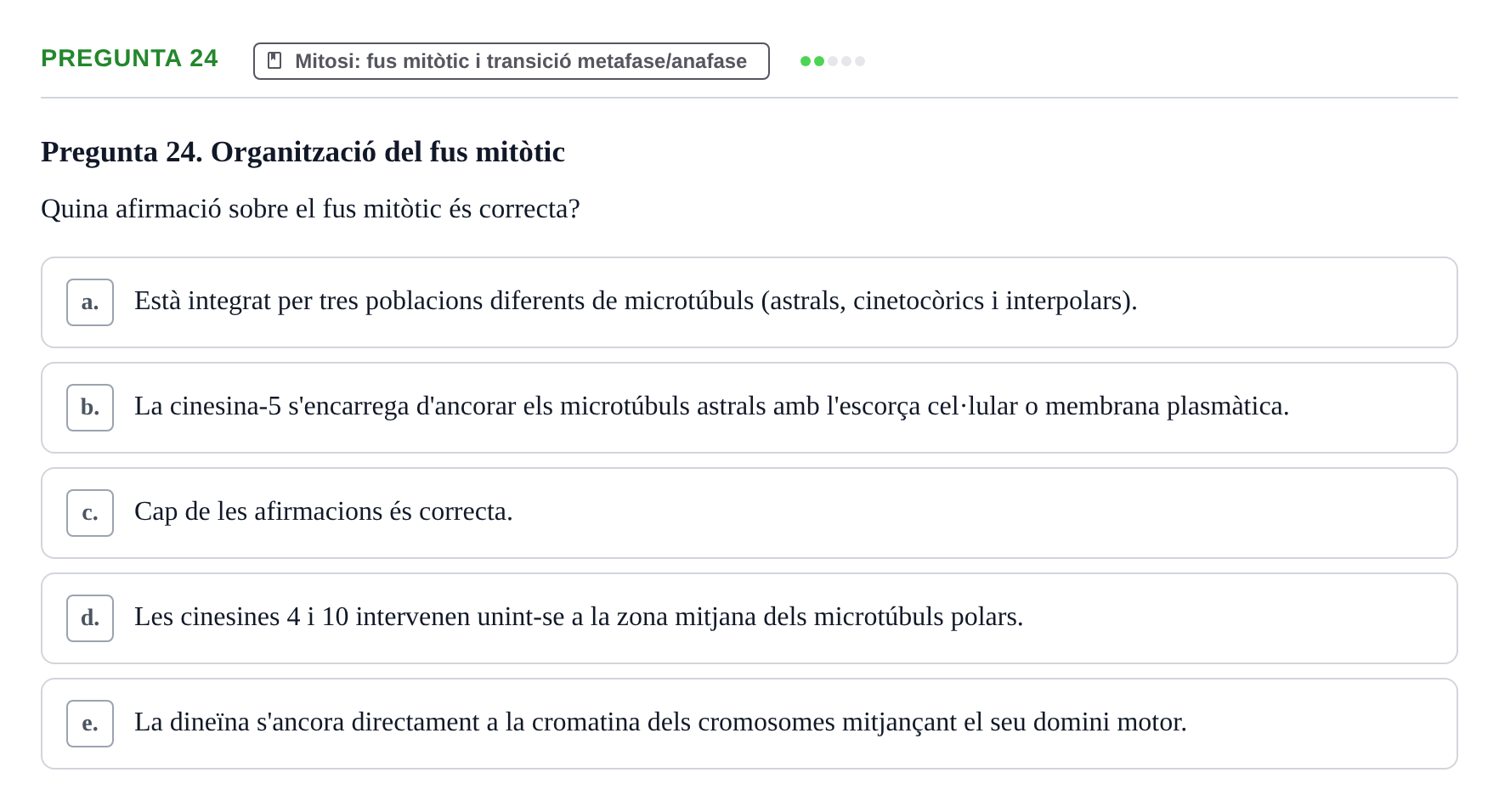 Enunciado: Pregunta 24 · Bilogía Celular y del Desarrollo UB 2019