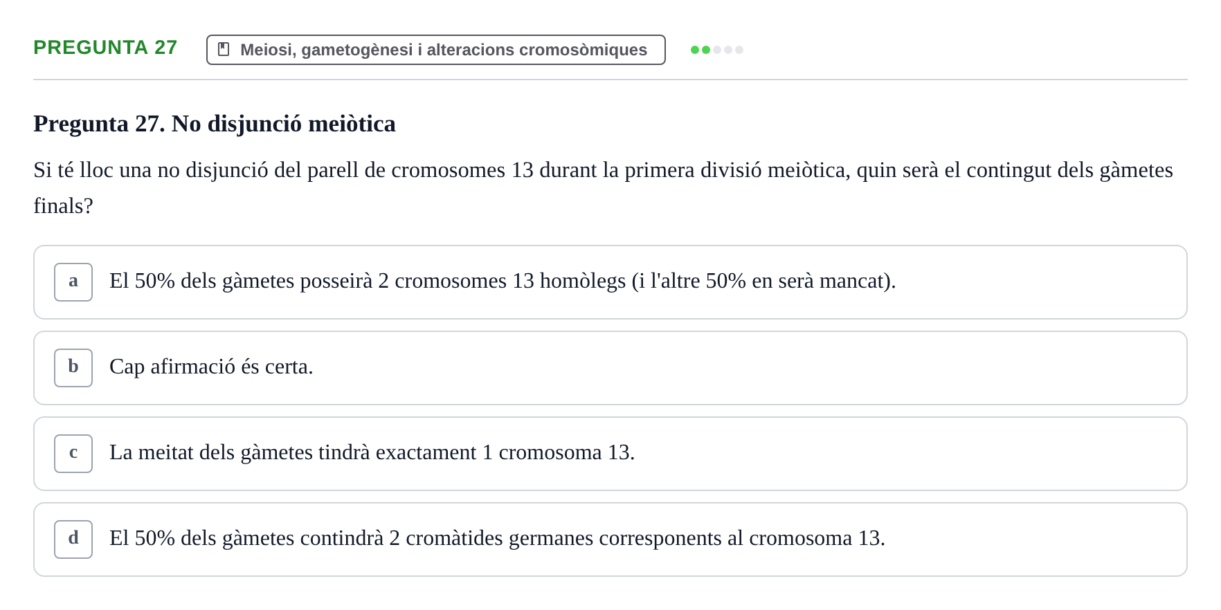 Enunciado: Pregunta 27 · Bilogía Celular y del Desarrollo UB 2019