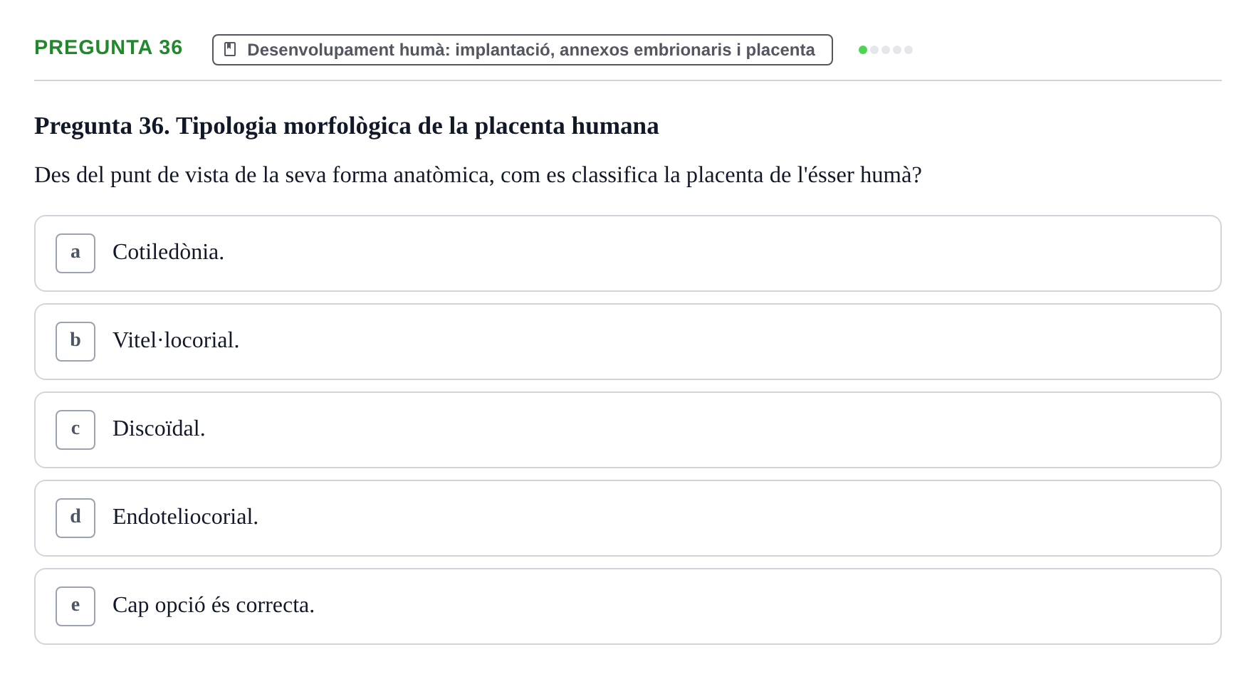 Enunciado: Pregunta 36 · Bilogía Celular y del Desarrollo UB 2019
