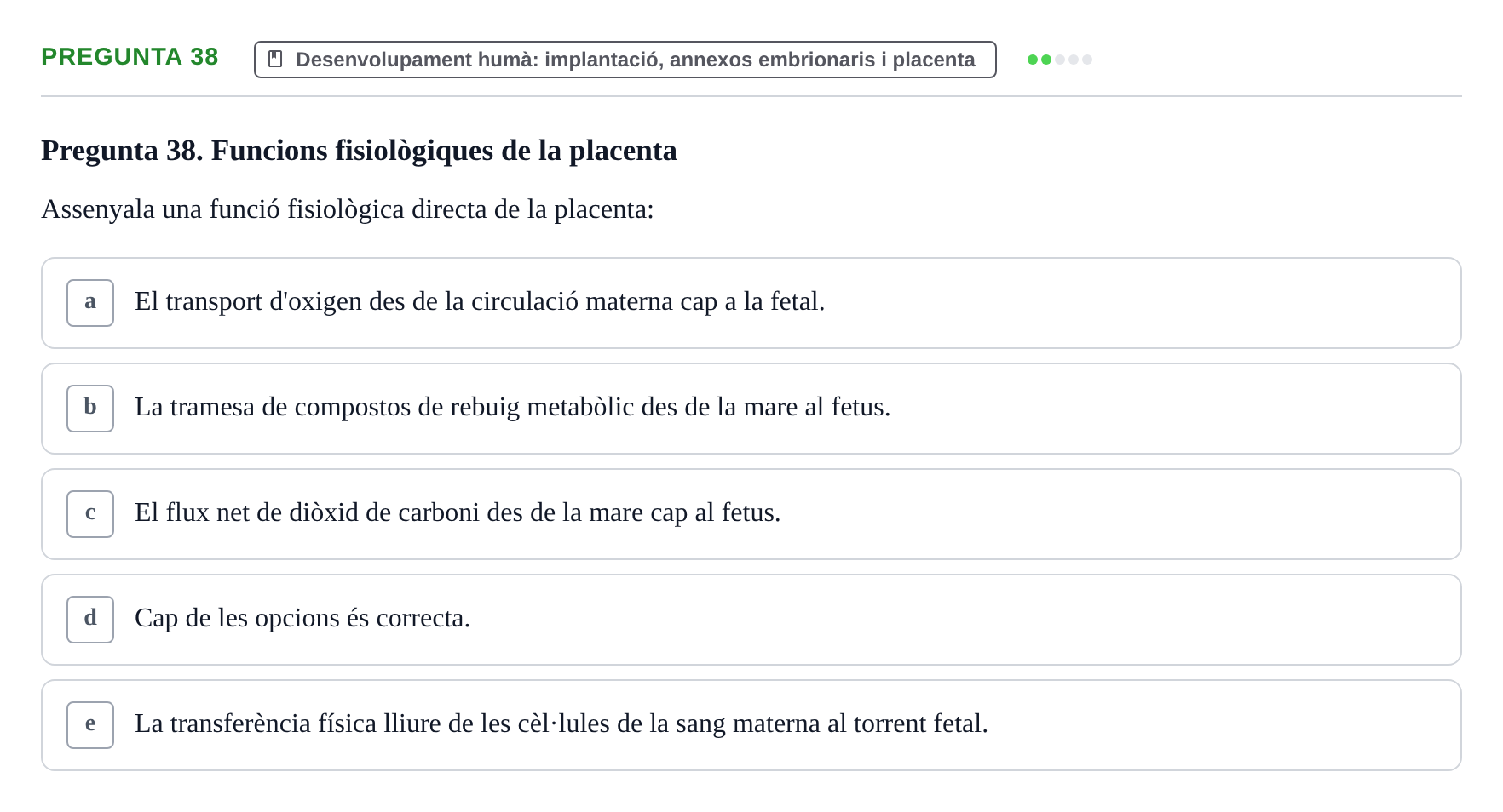 Enunciado: Pregunta 38 · Bilogía Celular y del Desarrollo UB 2019