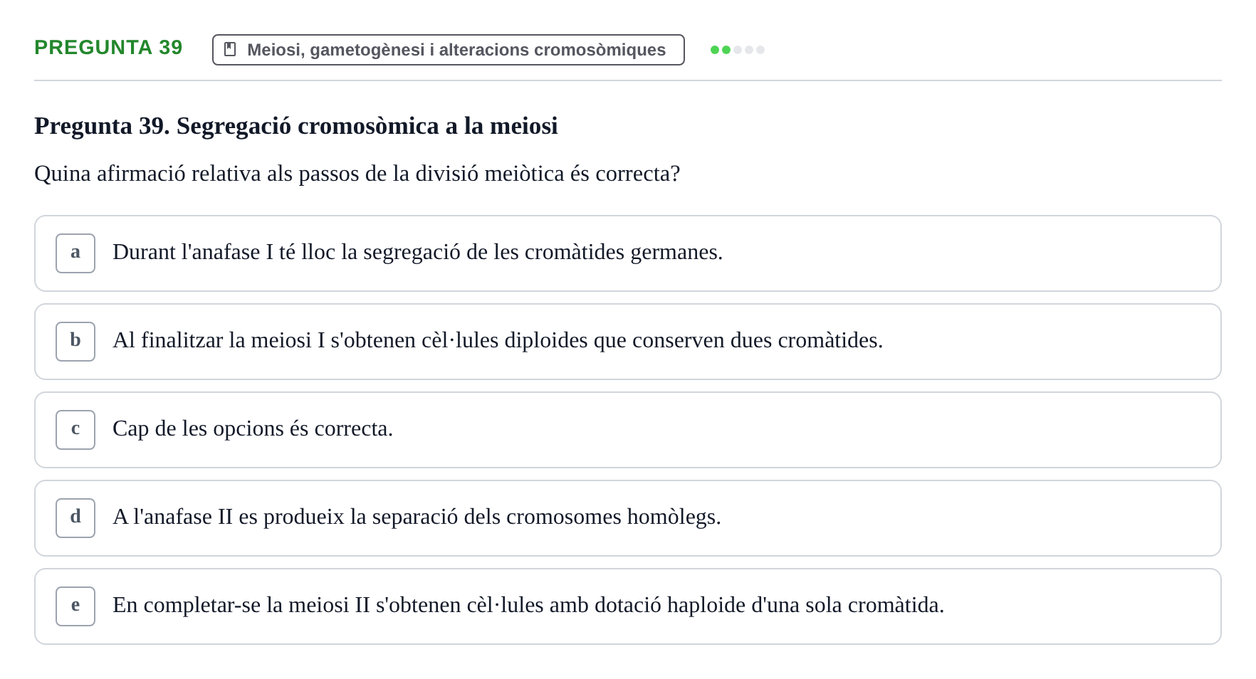 Enunciado: Pregunta 39 · Bilogía Celular y del Desarrollo UB 2019