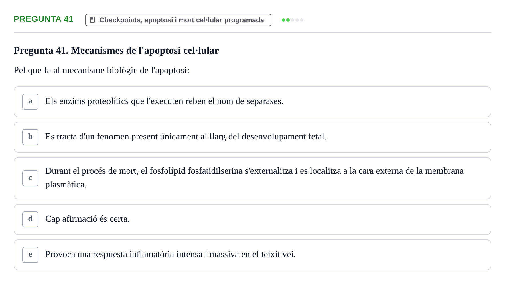 Enunciado: Pregunta 41 · Bilogía Celular y del Desarrollo UB 2019