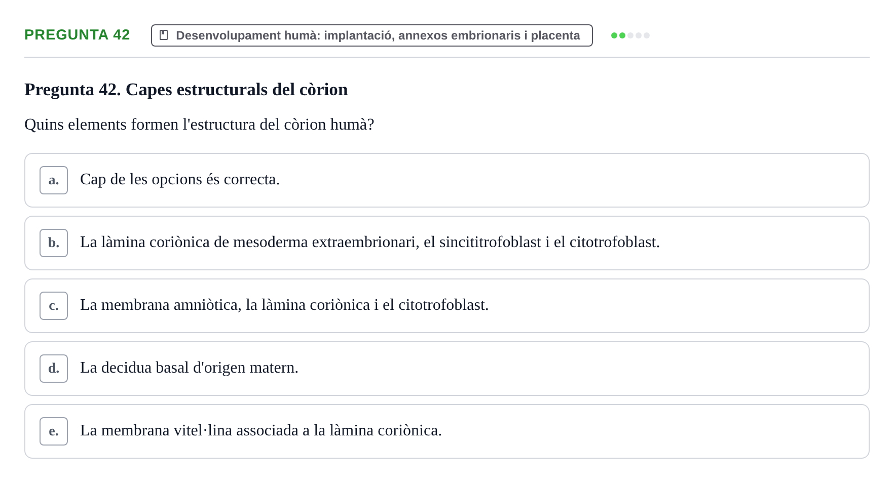 Enunciado: Pregunta 42 · Bilogía Celular y del Desarrollo UB 2019