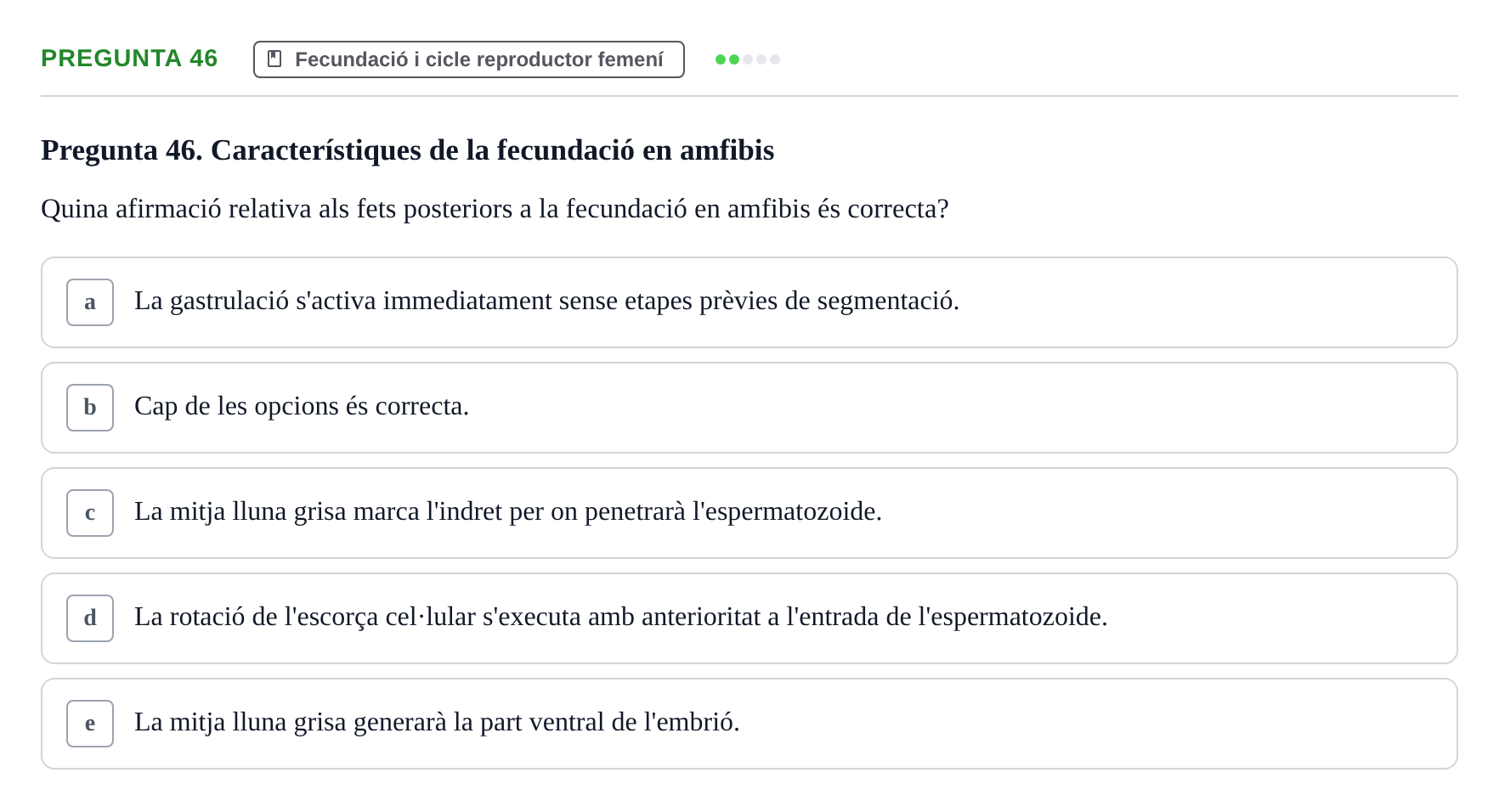 Enunciado: Pregunta 46 · Bilogía Celular y del Desarrollo UB 2019
