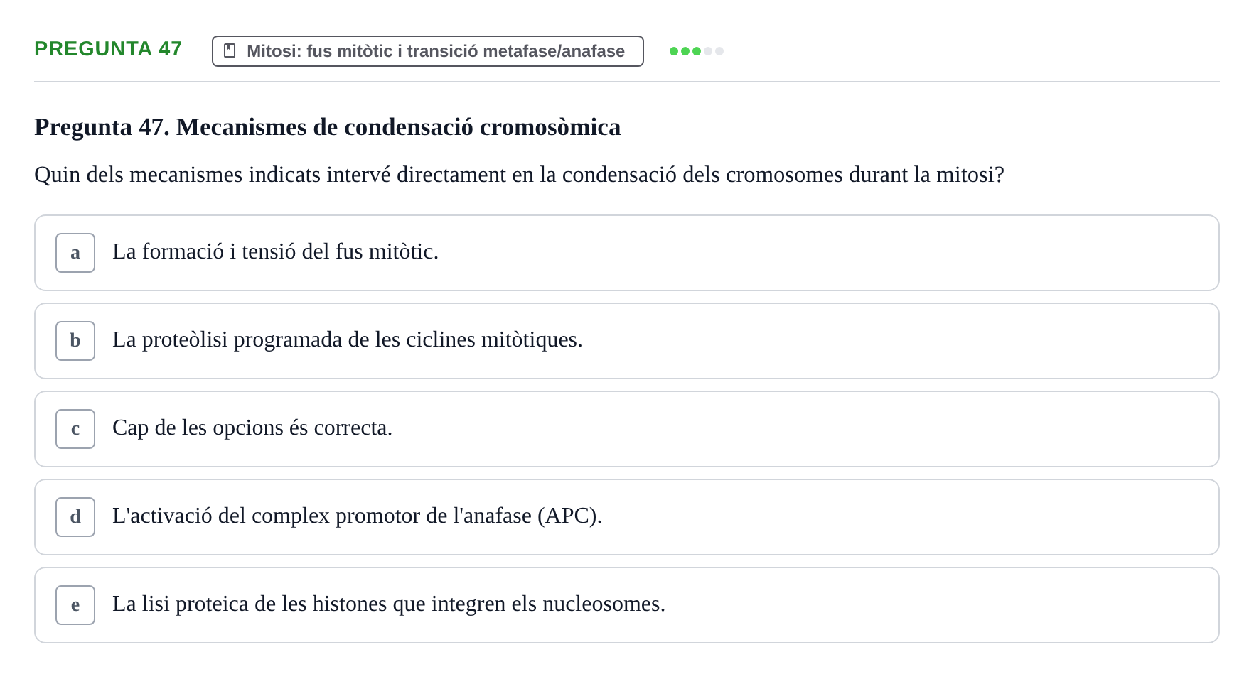 Enunciado: Pregunta 47 · Bilogía Celular y del Desarrollo UB 2019