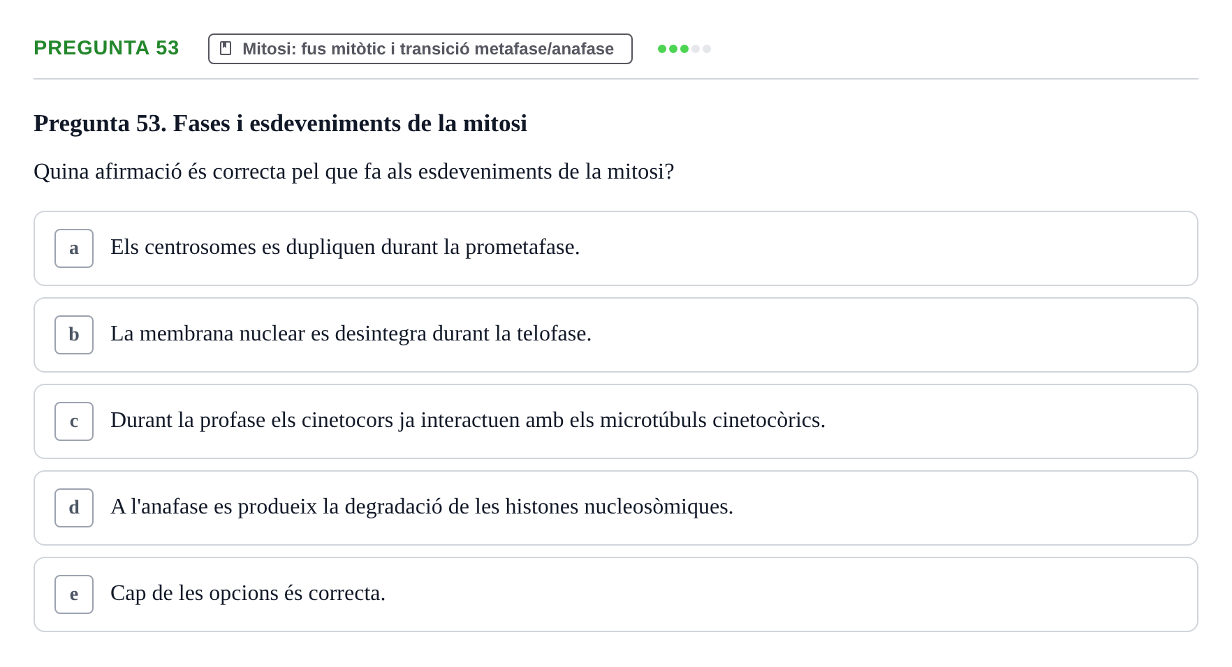 Enunciado: Pregunta 53 · Bilogía Celular y del Desarrollo UB 2019