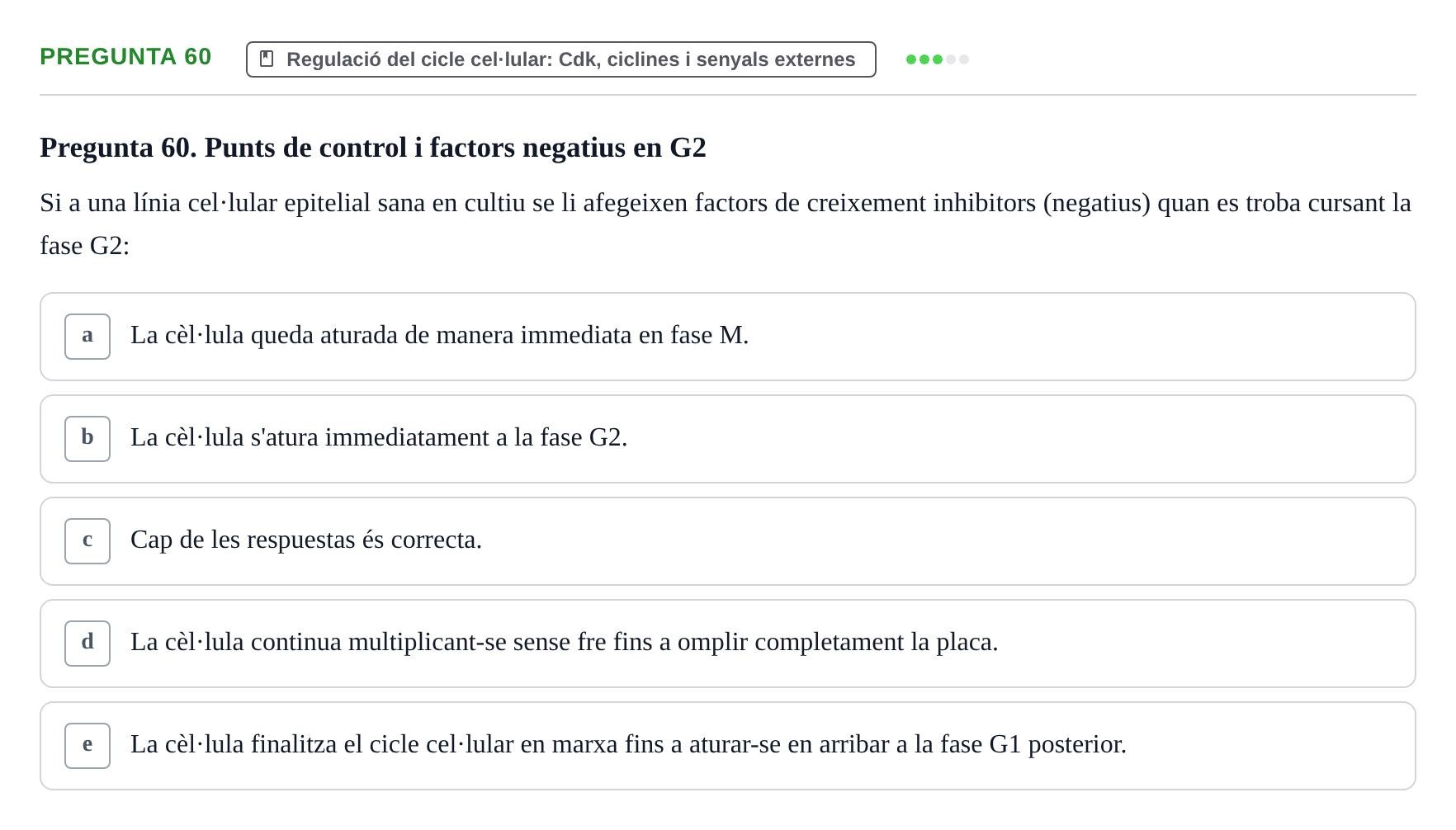 Enunciado: Pregunta 60 · Bilogía Celular y del Desarrollo UB 2019