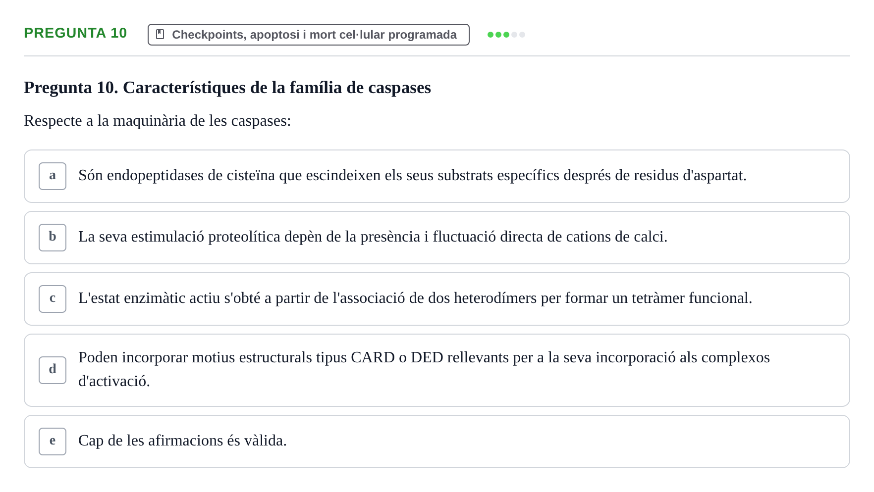 Enunciado: Pregunta 10 · Bilogía Celular y del Desarrollo UB 2015
