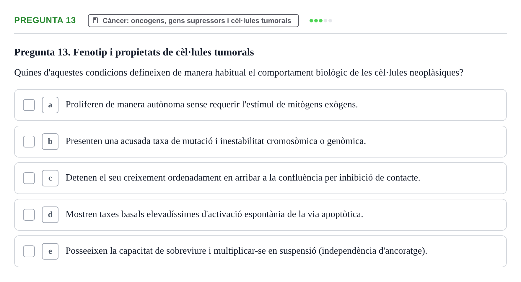 Enunciado: Pregunta 13 · Bilogía Celular y del Desarrollo UB 2015