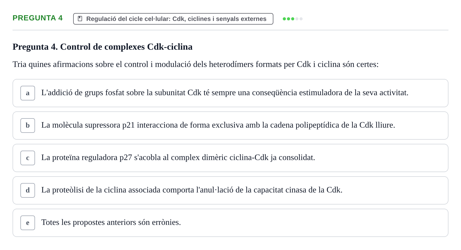 Enunciado: Pregunta 4 · Bilogía Celular y del Desarrollo UB 2015