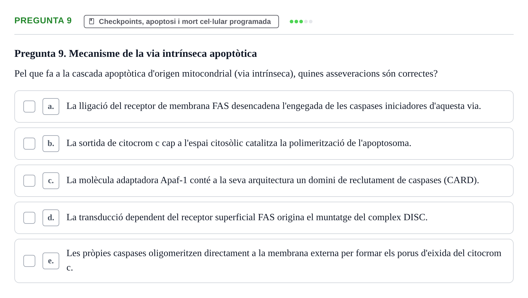 Enunciado: Pregunta 9 · Bilogía Celular y del Desarrollo UB 2015