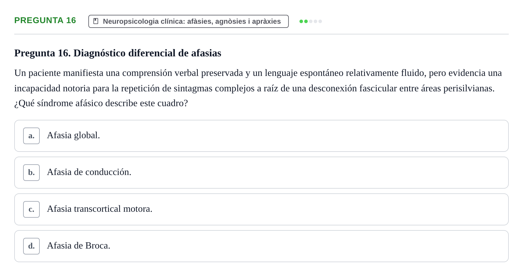Enunciado: Pregunta 16