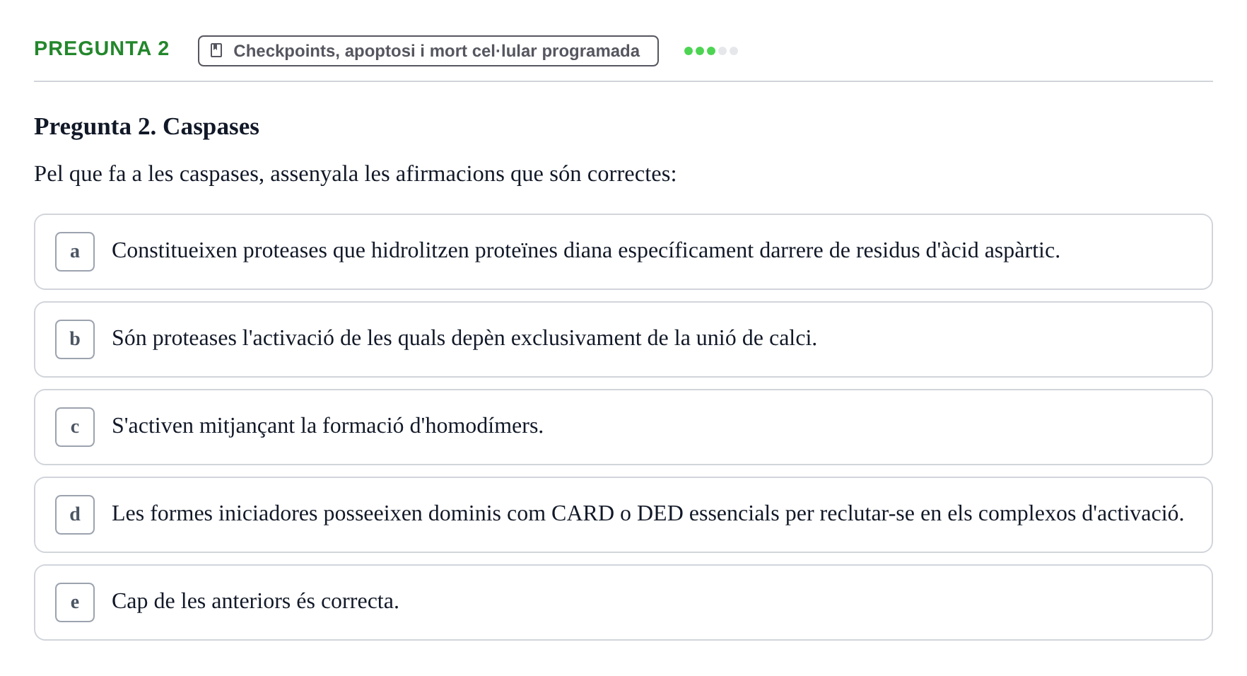 Enunciado: Pregunta 2 · Bilogía Celular y del Desarrollo UB 2017