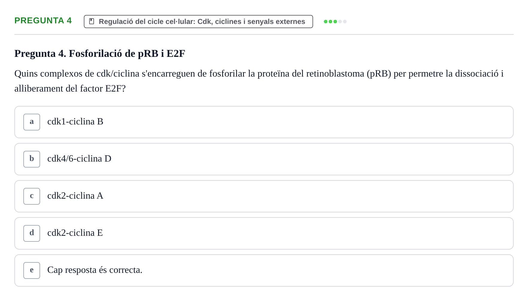 Enunciado: Pregunta 4 · Bilogía Celular y del Desarrollo UB 2017
