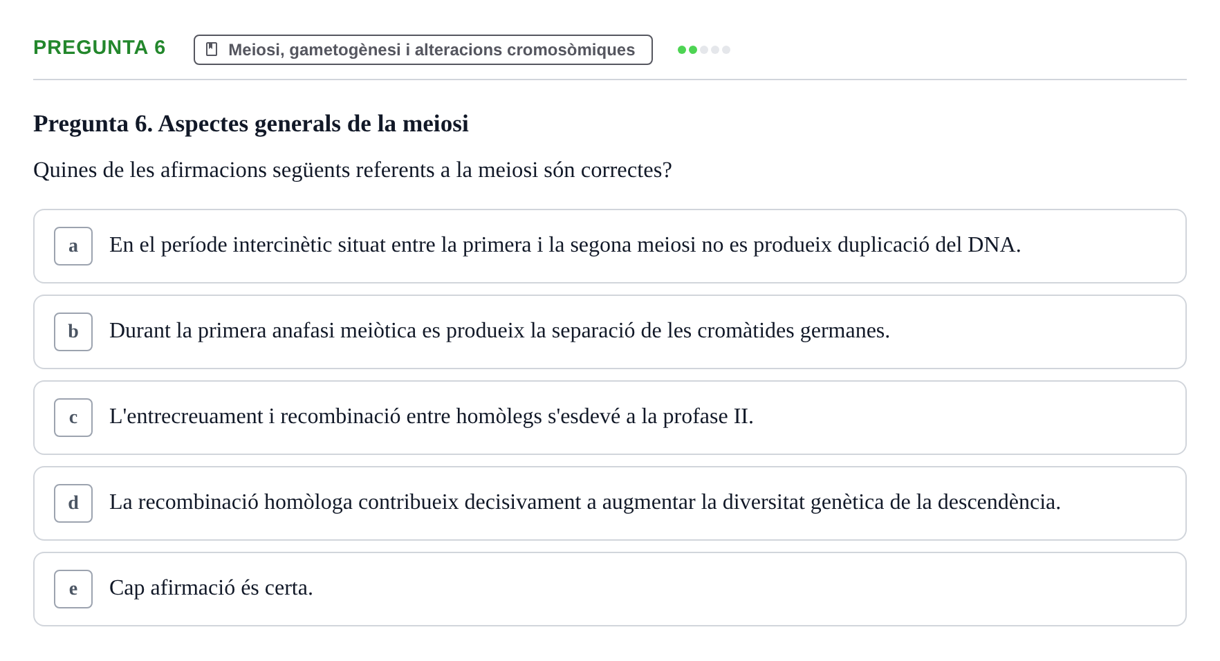 Enunciado: Pregunta 6 · Bilogía Celular y del Desarrollo UB 2017