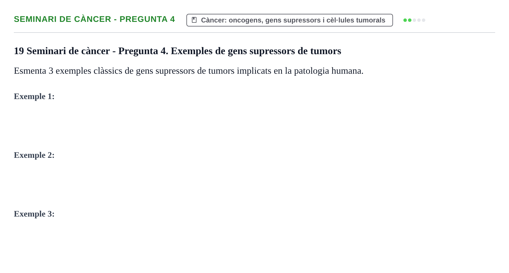 Enunciado: Ejercicio Seminari de càncer - Pregunta 4 · Bilogía Celular y del Desarrollo UB Examen parcial de Biologia Cel·lular: Cicle cel·lular, apoptosi, meiosi i oncologia