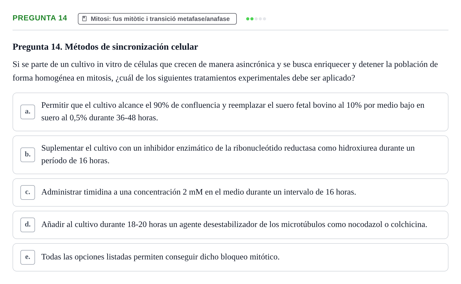 Enunciado: Pregunta 14 · Bilogía Celular y del Desarrollo UB 2010