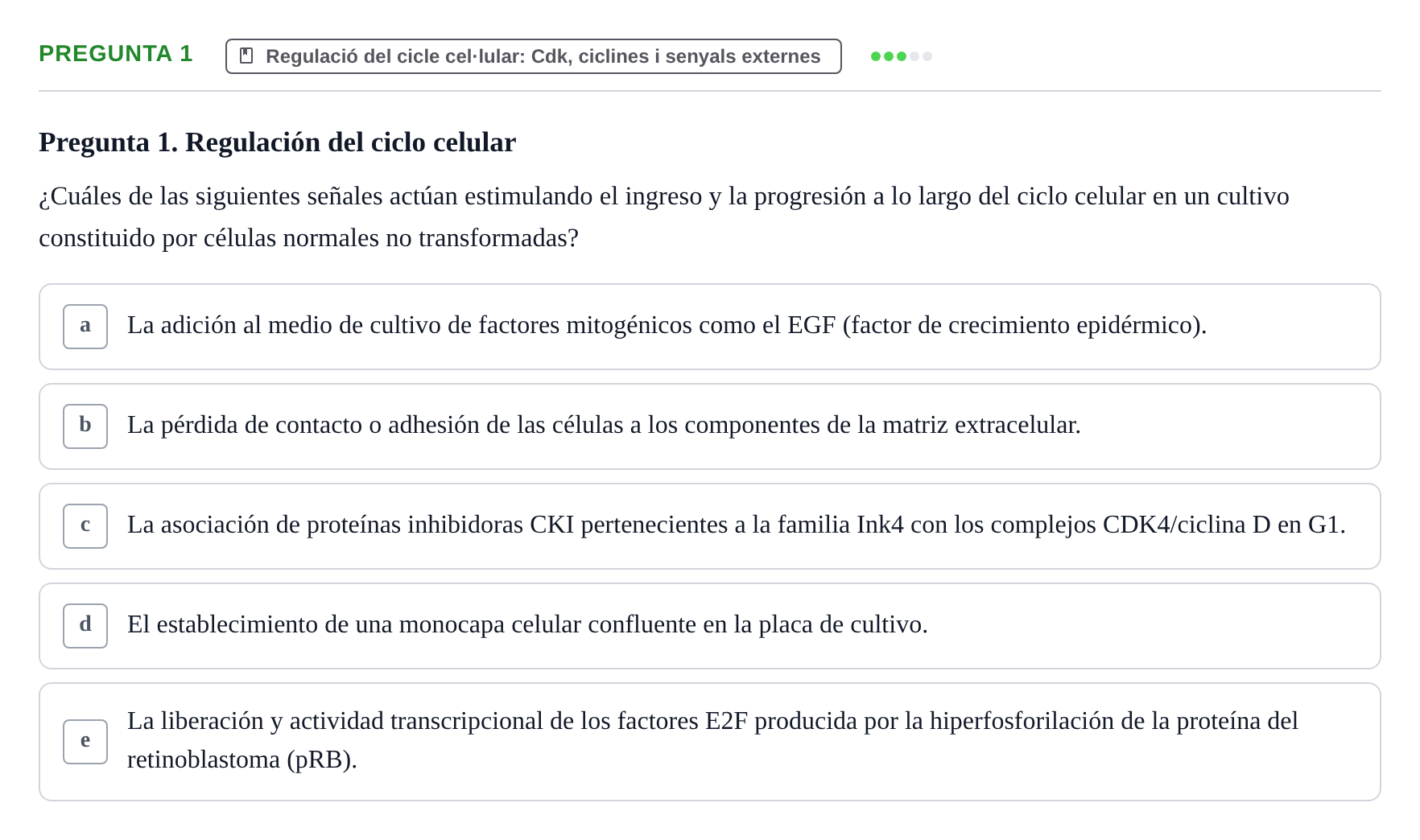 Enunciado: Pregunta 1 · Bilogía Celular y del Desarrollo UB 2010