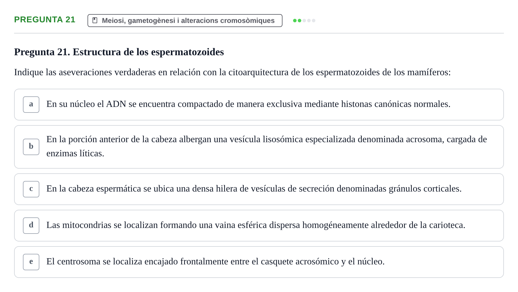 Enunciado: Pregunta 21 · Bilogía Celular y del Desarrollo UB 2010