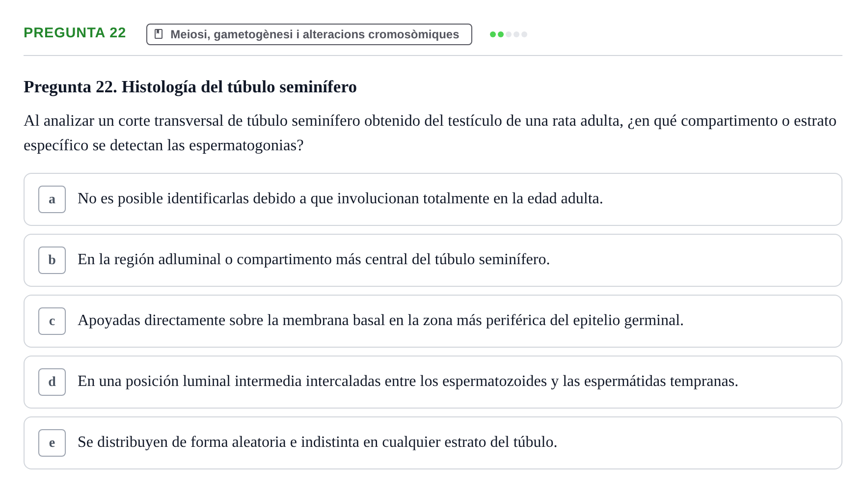 Enunciado: Pregunta 22 · Bilogía Celular y del Desarrollo UB 2010