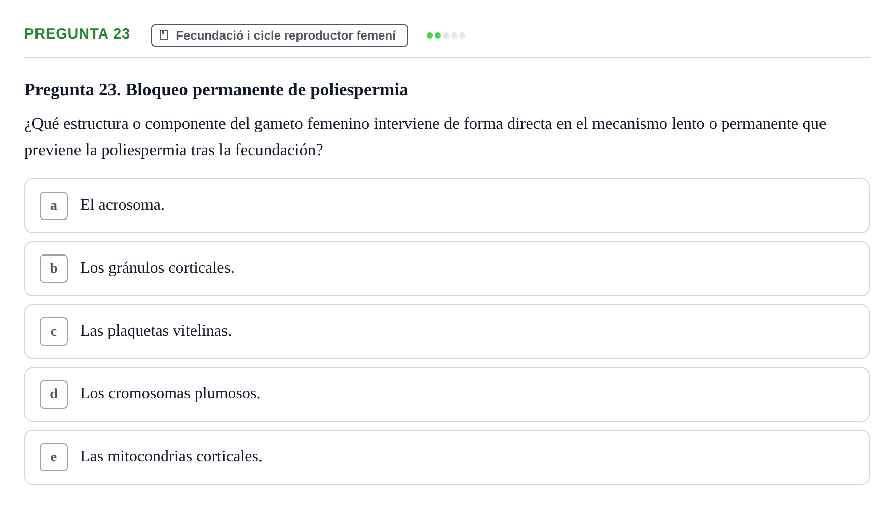 Enunciado: Pregunta 23 · Bilogía Celular y del Desarrollo UB 2010