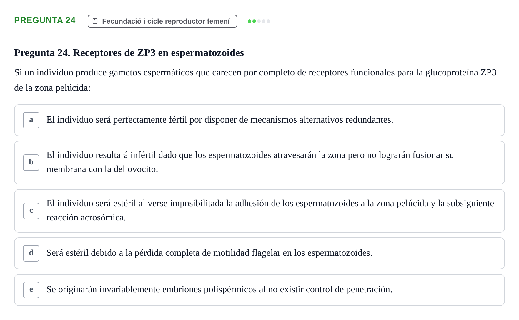 Enunciado: Pregunta 24 · Bilogía Celular y del Desarrollo UB 2010