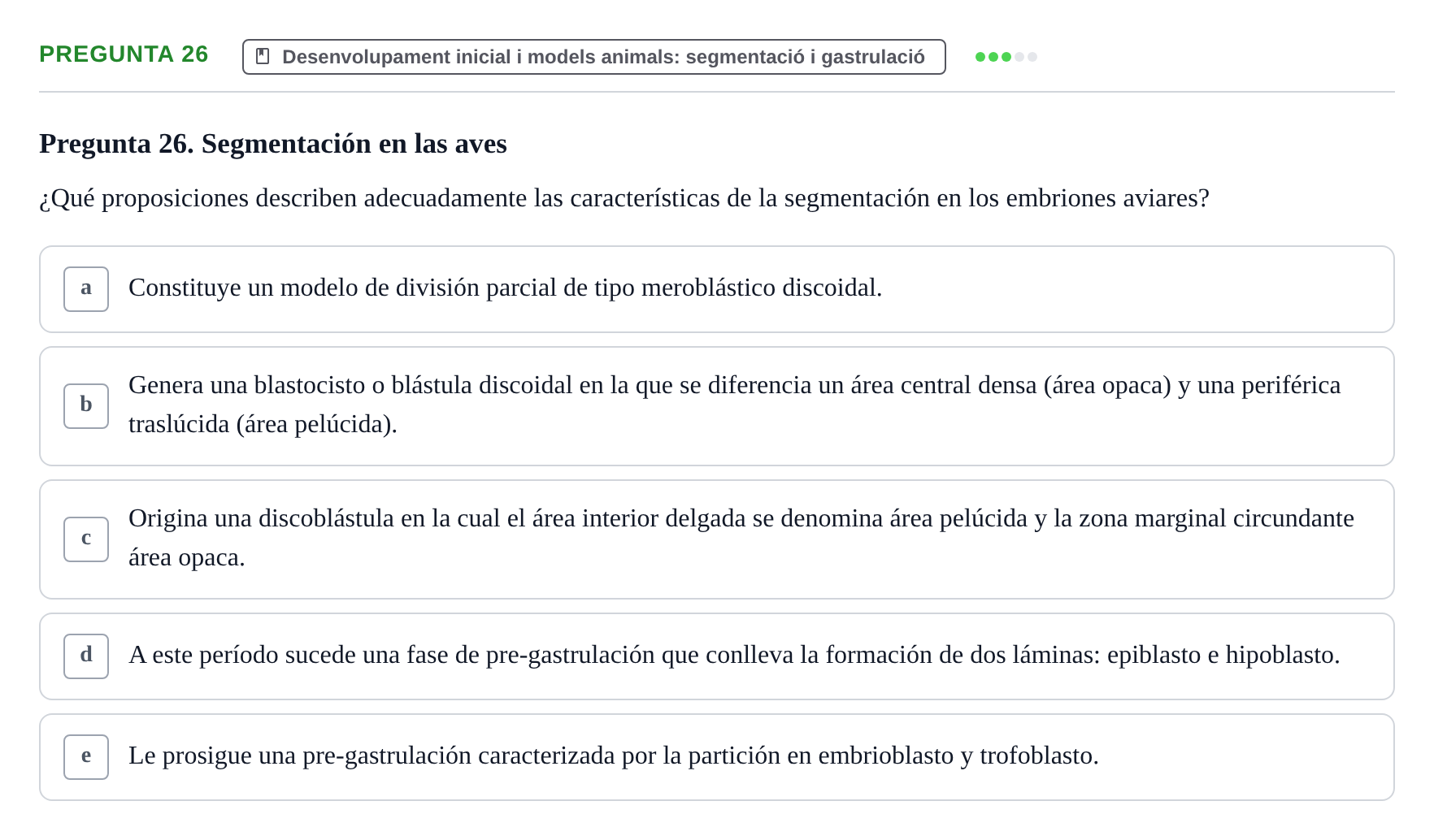 Enunciado: Pregunta 26 · Bilogía Celular y del Desarrollo UB 2010