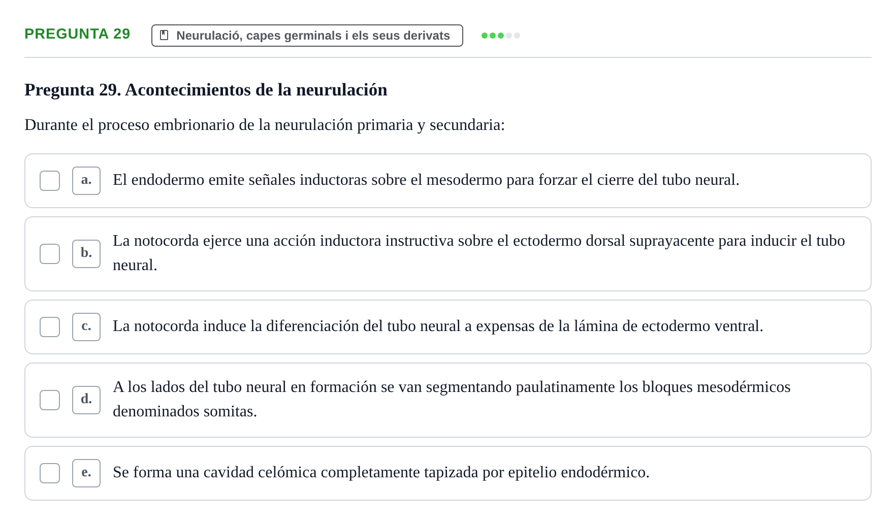 Enunciado: Pregunta 29 · Bilogía Celular y del Desarrollo UB 2010