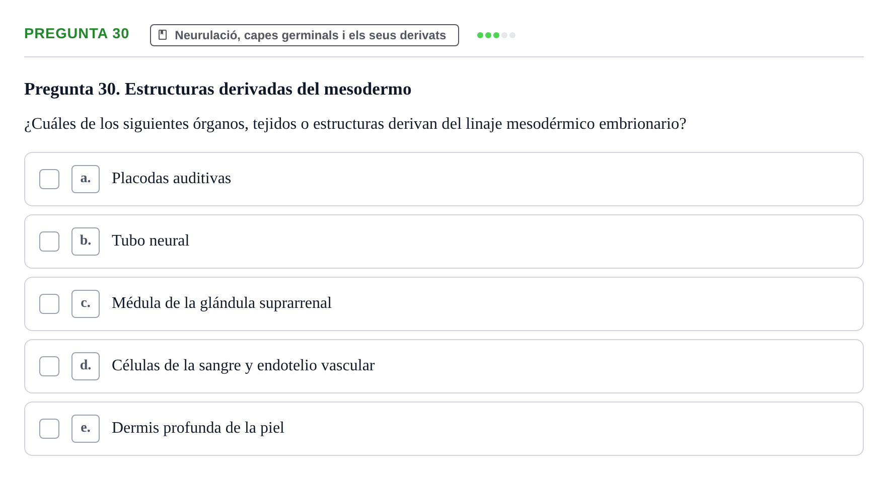 Enunciado: Pregunta 30 · Bilogía Celular y del Desarrollo UB 2010