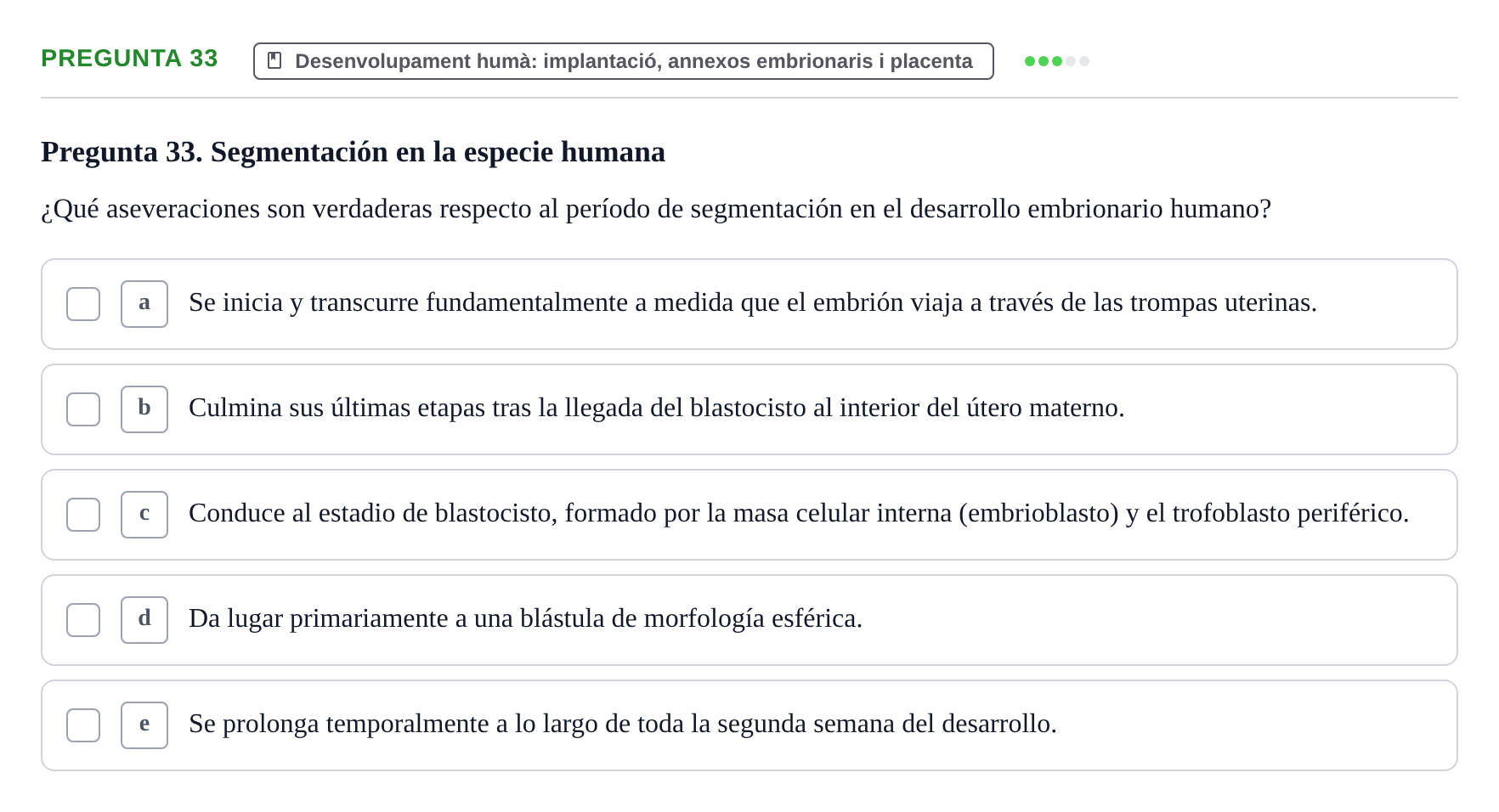 Enunciado: Pregunta 33 · Bilogía Celular y del Desarrollo UB 2010
