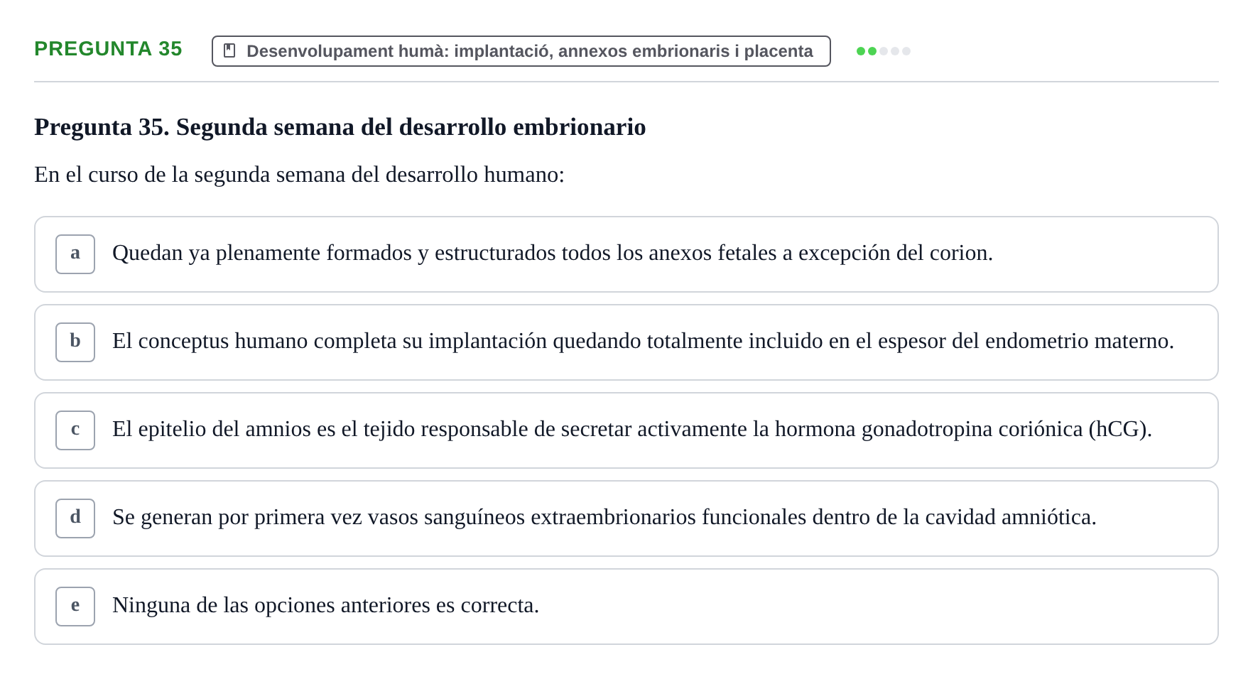 Enunciado: Pregunta 35 · Bilogía Celular y del Desarrollo UB 2010