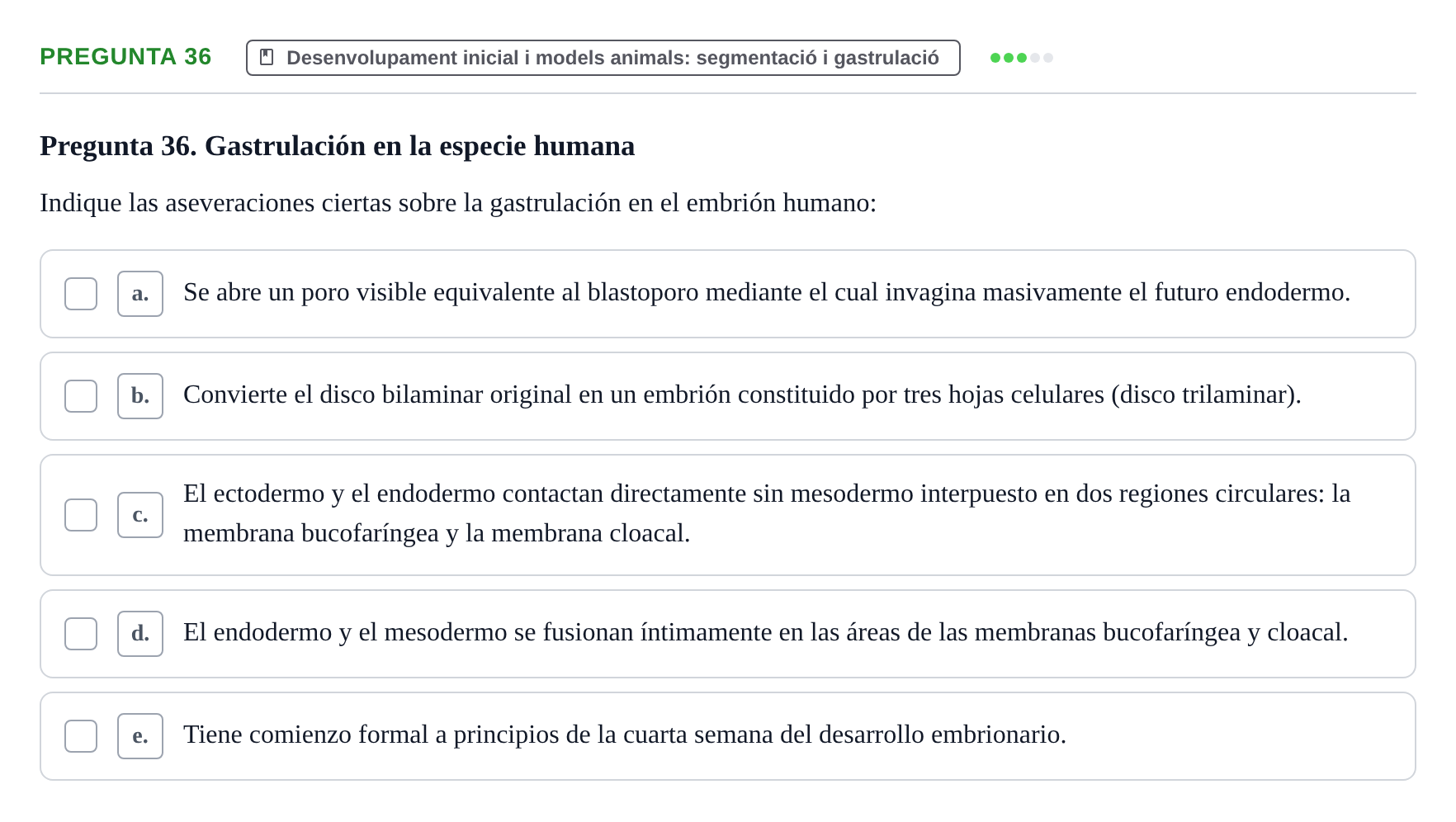 Enunciado: Pregunta 36 · Bilogía Celular y del Desarrollo UB 2010