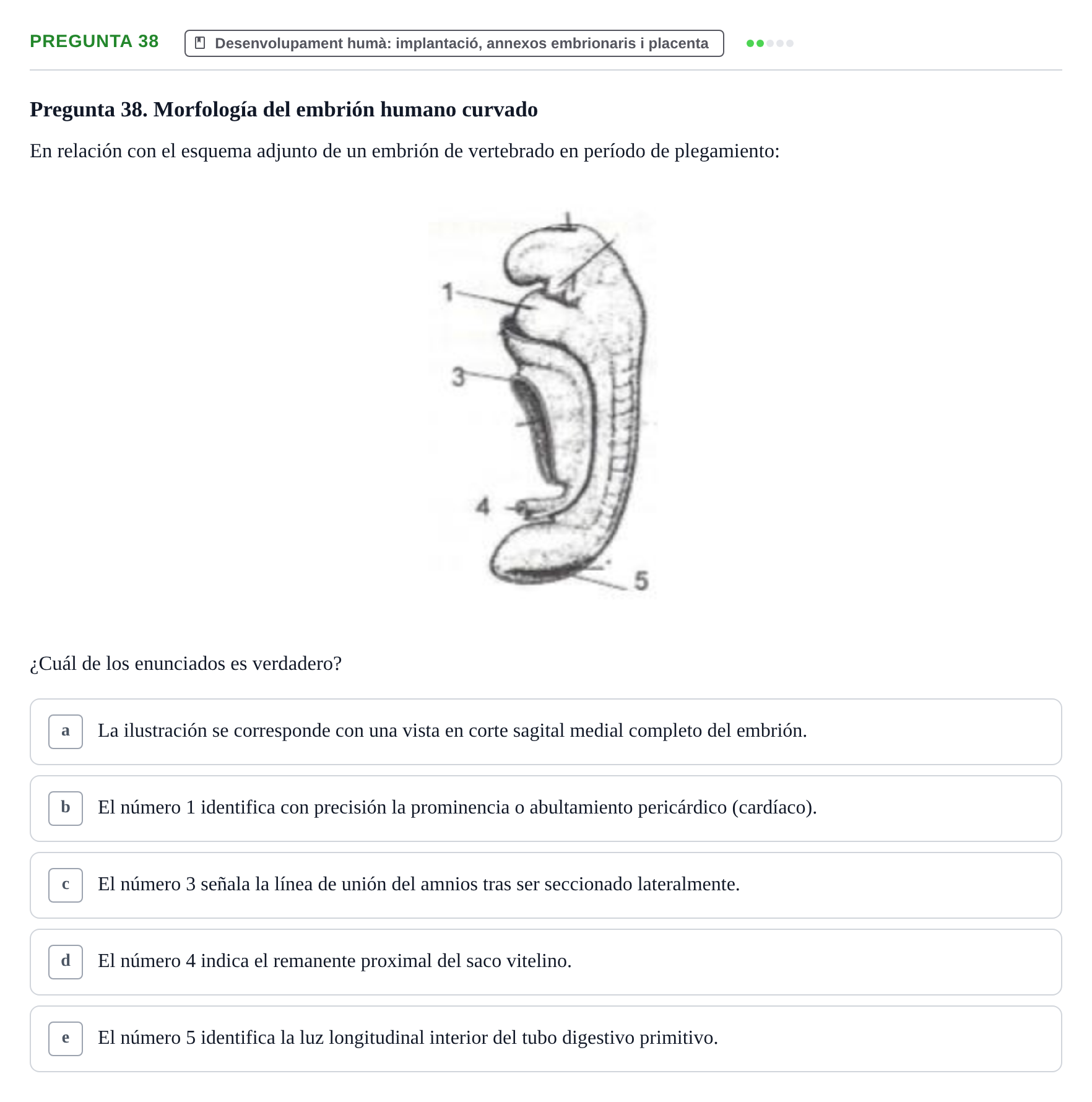 Enunciado: Pregunta 38 · Bilogía Celular y del Desarrollo UB 2010