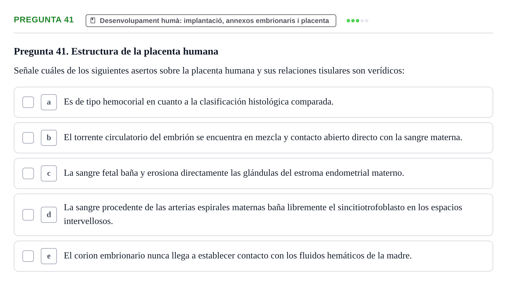 Enunciado: Pregunta 41 · Bilogía Celular y del Desarrollo UB 2010