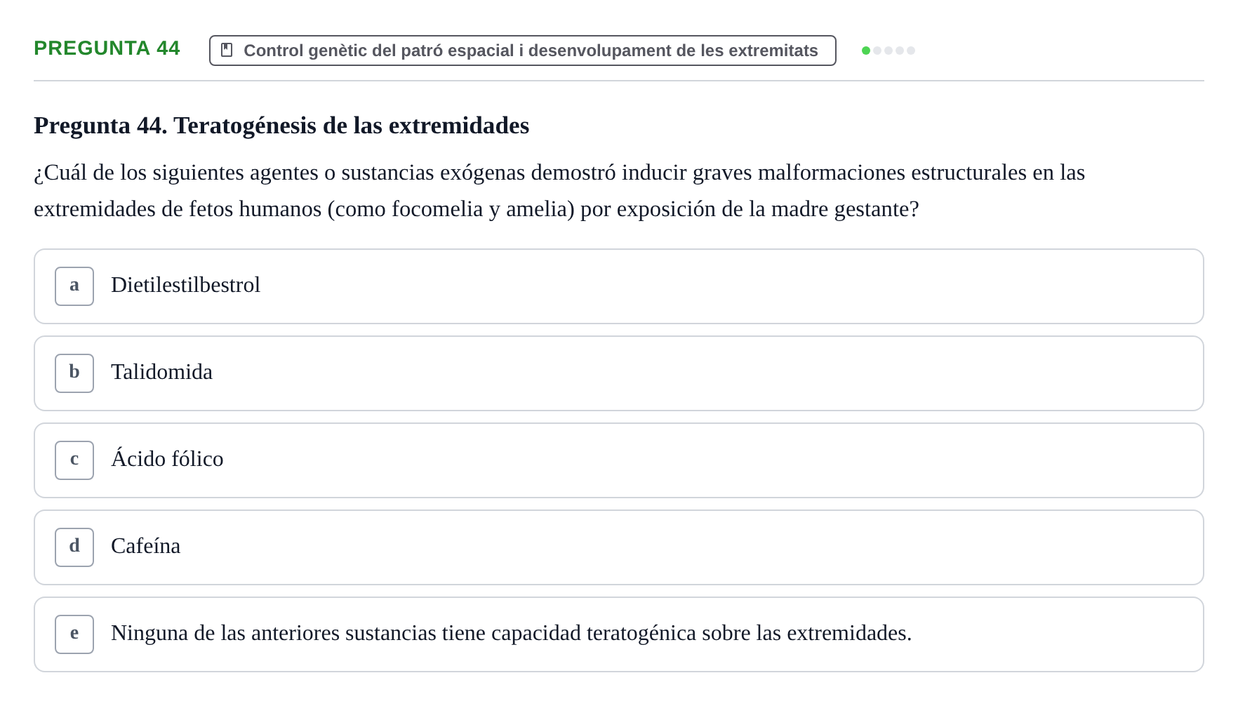 Enunciado: Pregunta 44 · Bilogía Celular y del Desarrollo UB 2010