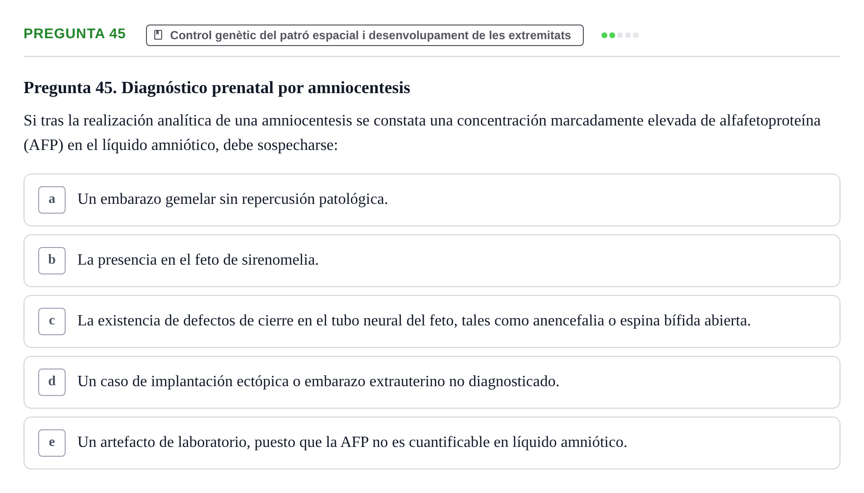 Enunciado: Pregunta 45 · Bilogía Celular y del Desarrollo UB 2010