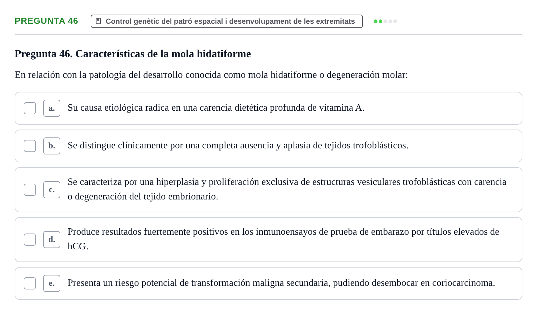 Enunciado: Pregunta 46 · Bilogía Celular y del Desarrollo UB 2010