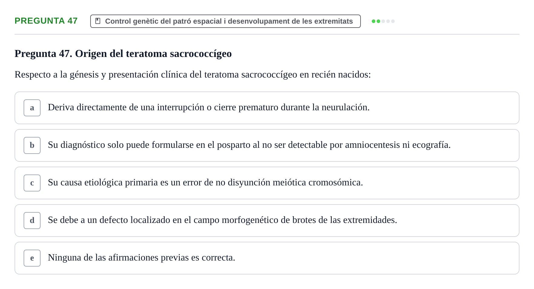 Enunciado: Pregunta 47 · Bilogía Celular y del Desarrollo UB 2010