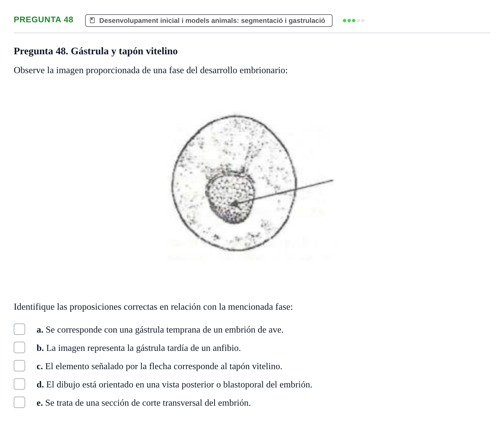 Enunciado: Pregunta 48 · Bilogía Celular y del Desarrollo UB 2010