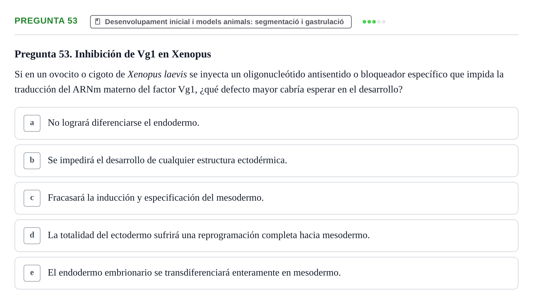 Enunciado: Pregunta 53 · Bilogía Celular y del Desarrollo UB 2010