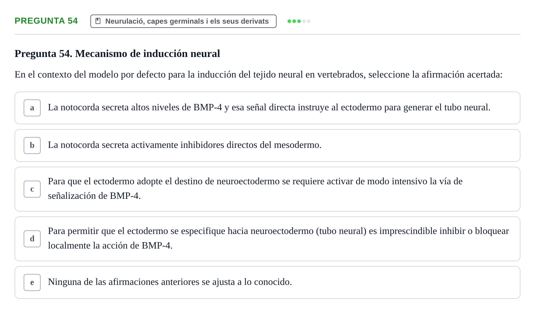 Enunciado: Pregunta 54 · Bilogía Celular y del Desarrollo UB 2010