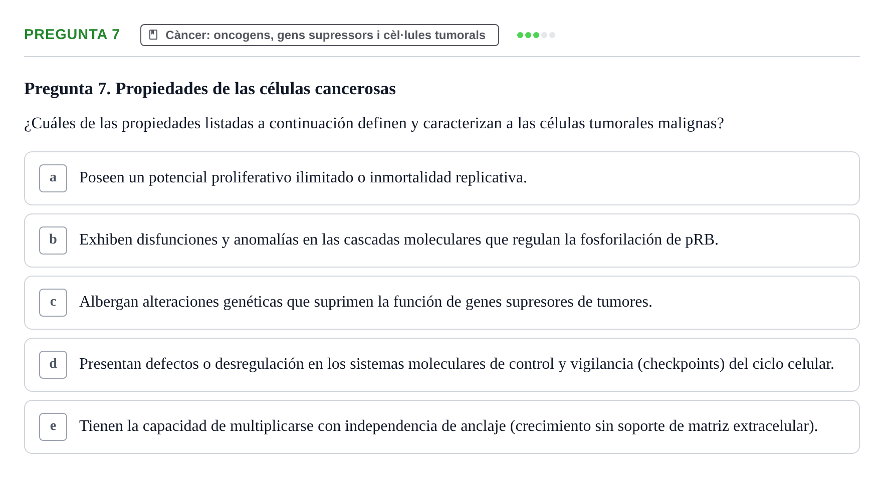 Enunciado: Pregunta 7 · Bilogía Celular y del Desarrollo UB 2010