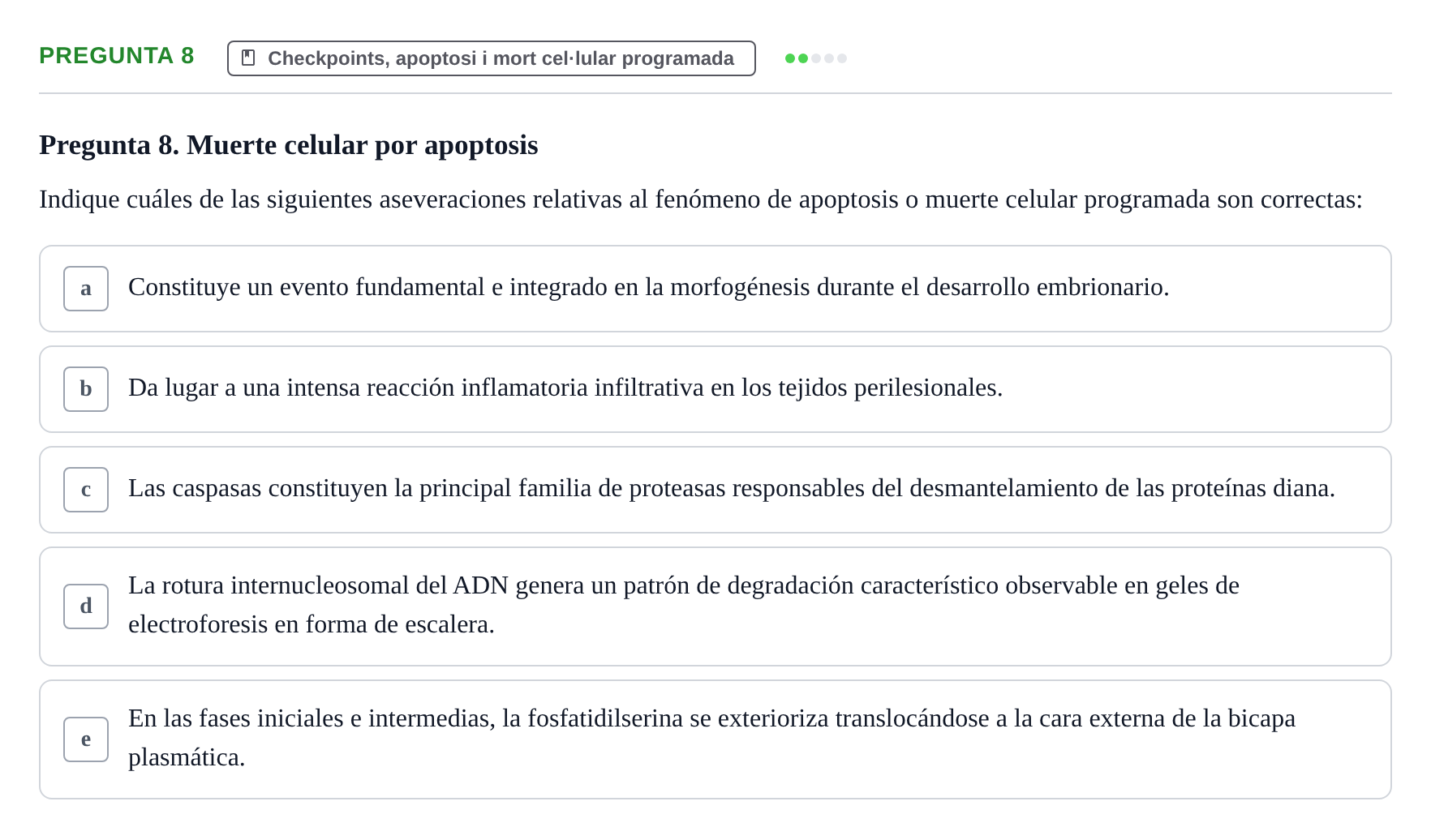 Enunciado: Pregunta 8 · Bilogía Celular y del Desarrollo UB 2010
