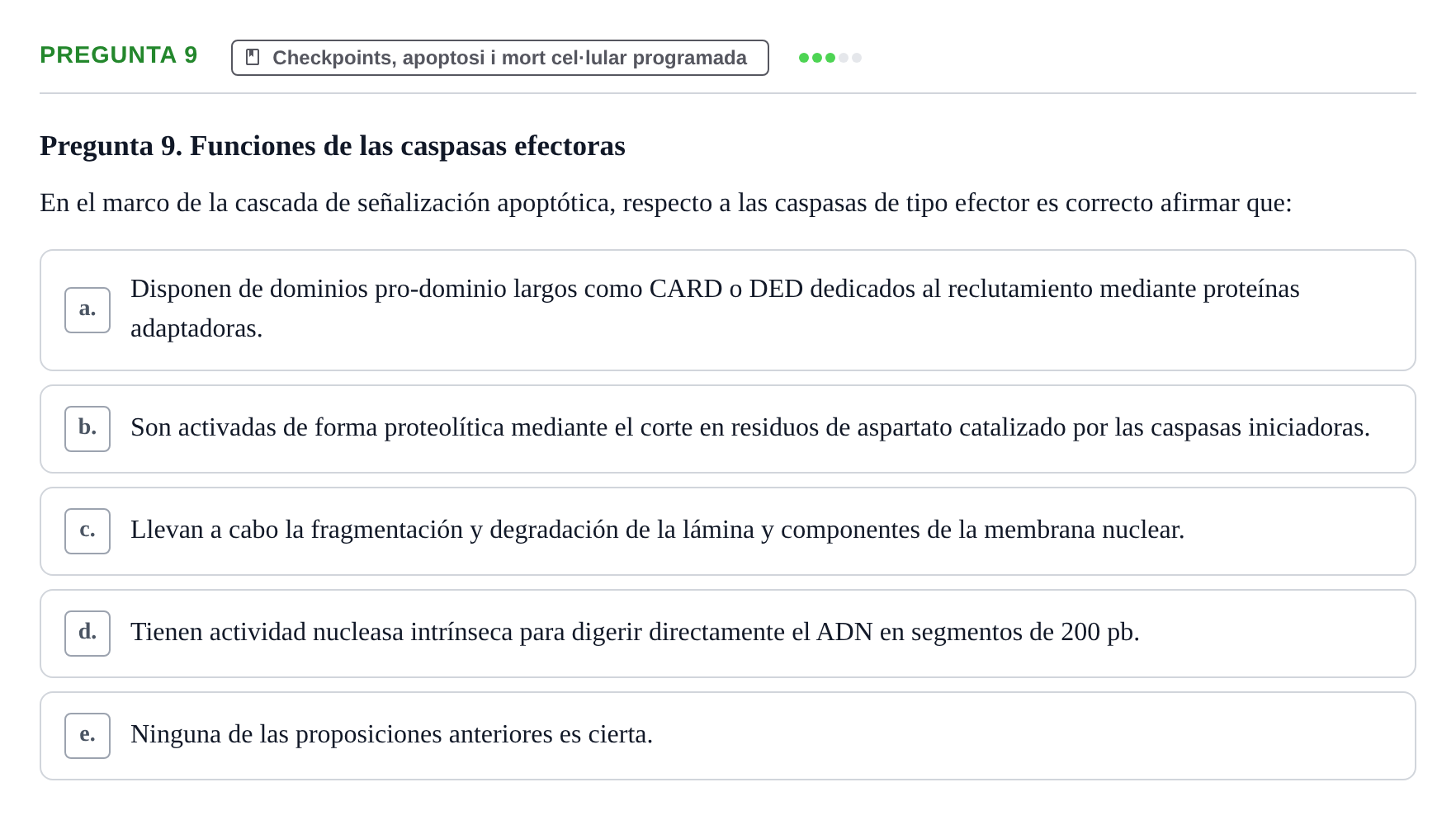 Enunciado: Pregunta 9 · Bilogía Celular y del Desarrollo UB 2010