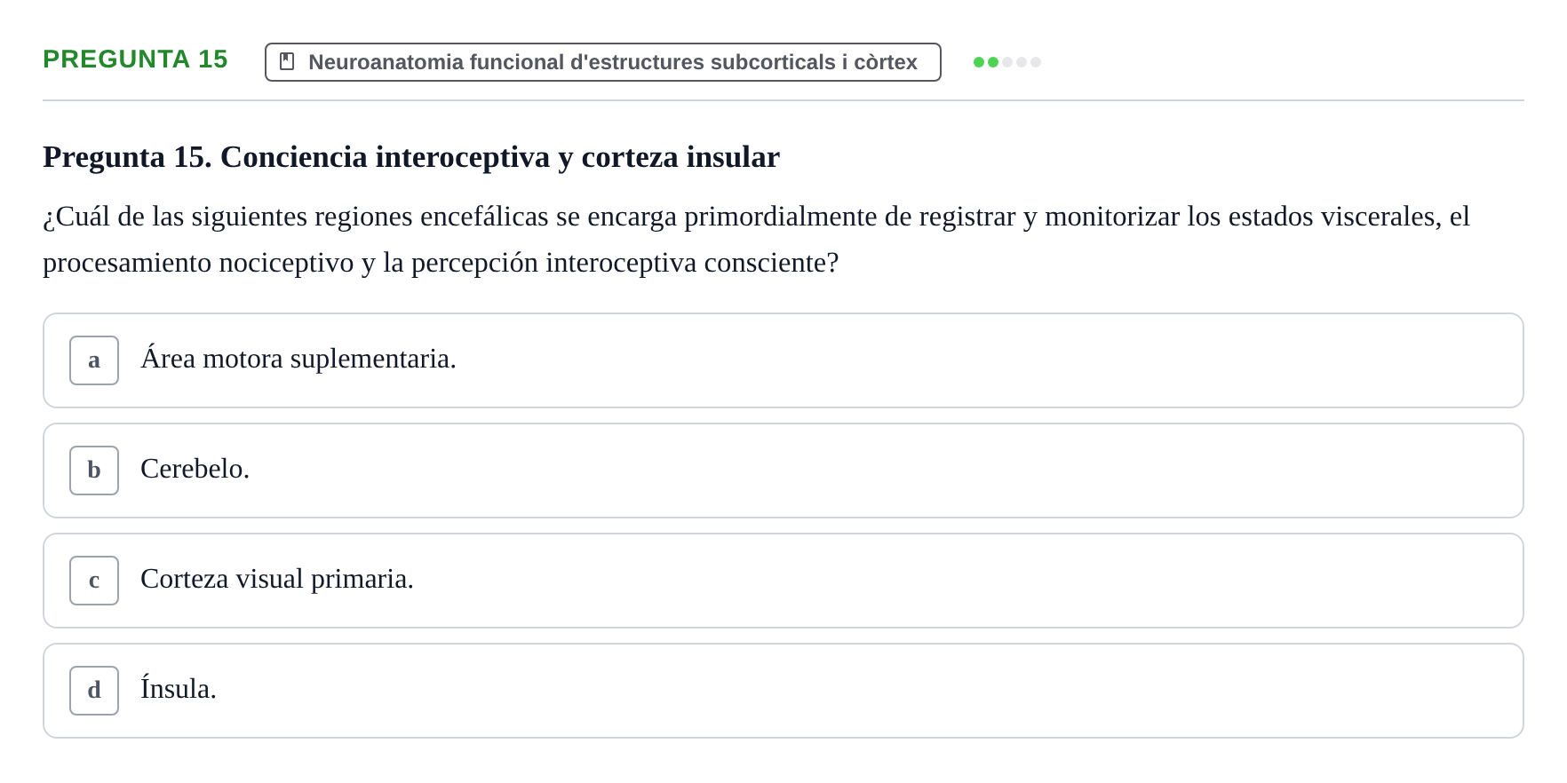 Enunciado: Pregunta 15