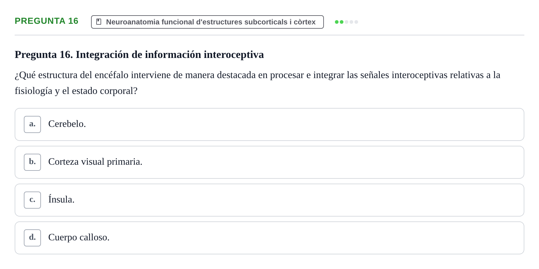 Enunciado: Pregunta 16