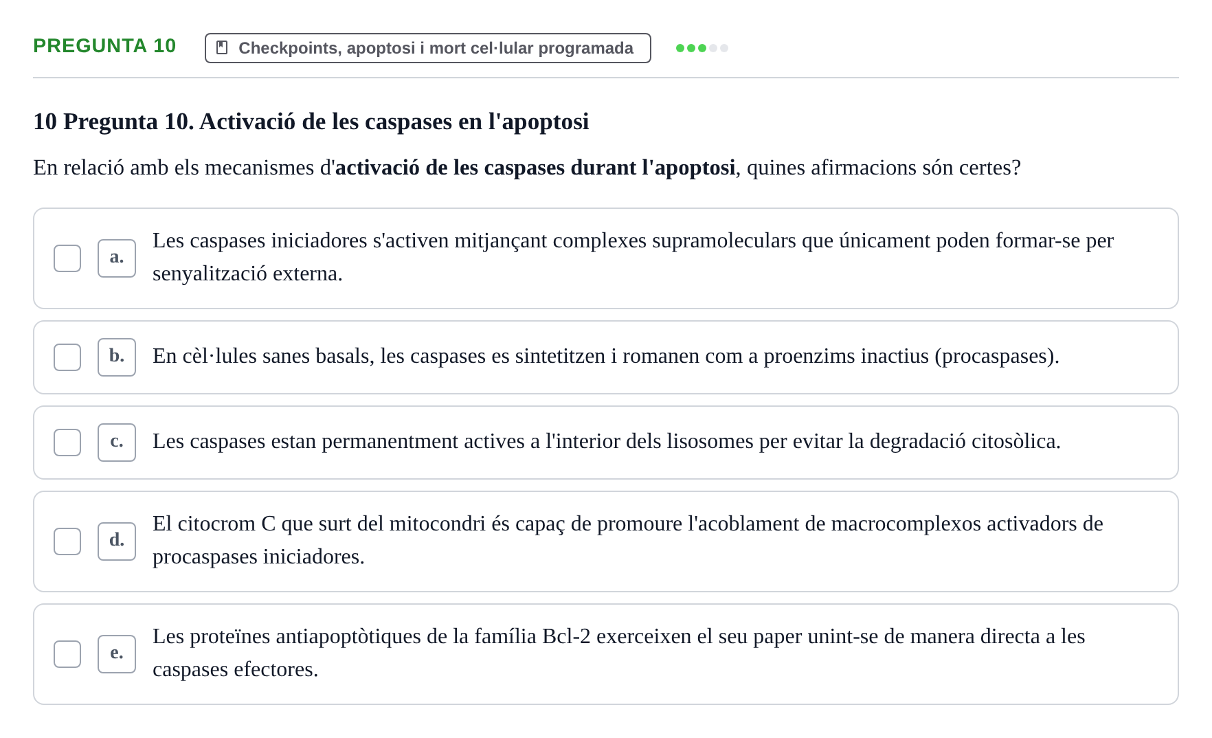 Enunciado: Pregunta 10 · Bilogía Celular y del Desarrollo UB 2011