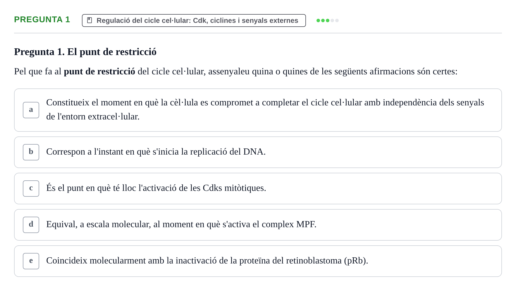 Enunciado: Pregunta 1 · Bilogía Celular y del Desarrollo UB 2011