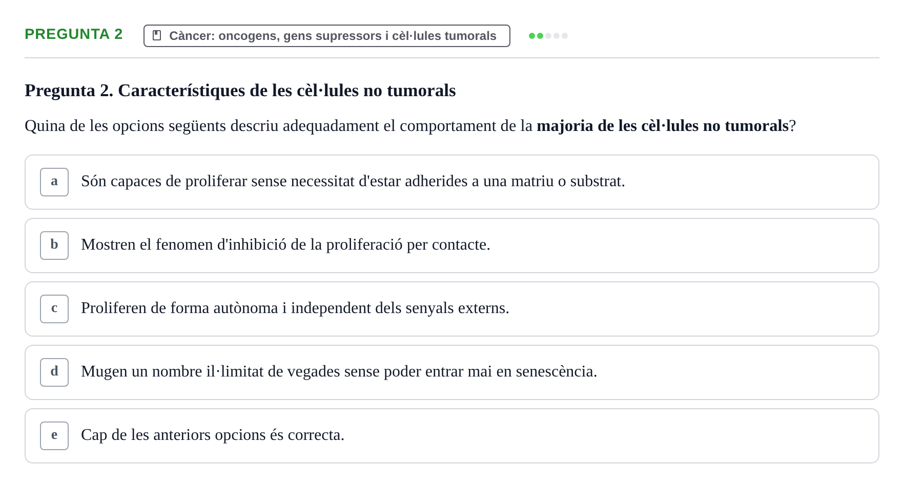 Enunciado: Pregunta 2 · Bilogía Celular y del Desarrollo UB 2011